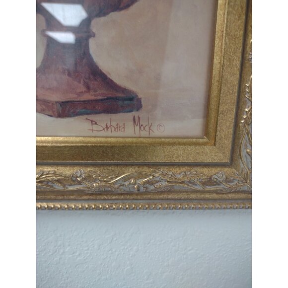 Vintage Home Interiors Barbara Mock Magnolia Floral Topiary Gold Framed Wall Art - Picture 9 of 17